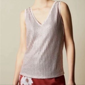 Ted Baker Robinee Pink Metallic Vest Blouse